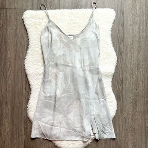 Aritzia Wilfred Gray Leaf Printed Slip Cocktail Dress